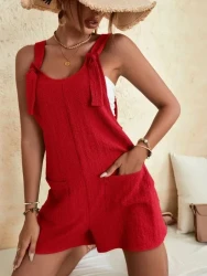 Jumpsuits Rompers For Women Summer Comfortable Casual Suspender Shorts Solid Color Overalls With Pockets Pants