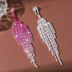 Full Rhinestone Tassel High-grade Earings