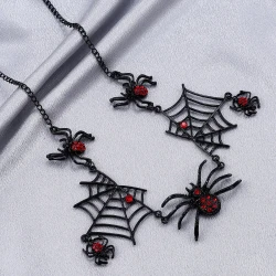 Halloween Spider And Spider Web Necklace