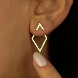 Geometric Open Frame Design Stud Earrings