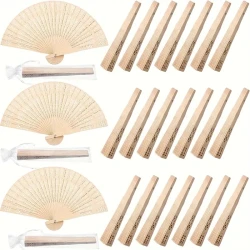 100 Pieces Wooden Hand Fans For Wedding Bulk Folding Handheld Fans With Gift Bags For Guests Vintage Chinese Fans Foldable Wood Fans For Baby Shower Favors Birthday Party Decorations