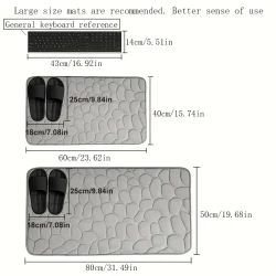 Non-Slip Memory Foam Bath Mat with Cobblestone Pattern – Quick Dry, Plush Polyester, Rubber Backing, Machine Washable Rug