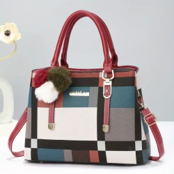 Vibrant Color Stitching Plaid Crossbody Bag