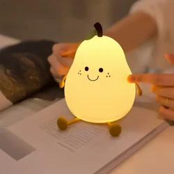 Cute Pear LED Night Light - Multi-Color Bedside Lamp