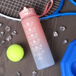 Gradient Color Motivational Water Bottle - Time Marker, Leakproof Design with Fun Stickers