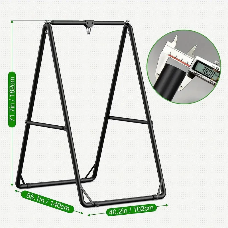 GREENSTELL Hammock Chair Stand - Swing Stand with 3 Hooks, Ground Nails, and Rubber Clamps