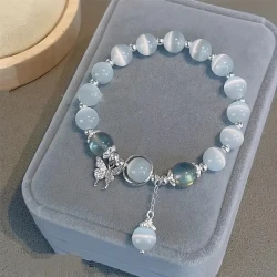 Elegant Sweet Imitation Cat Eye Stone Beaded Bracelet