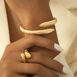 Golden Bracelet And Ring Open Smooth