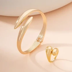 Golden Bracelet And Ring Open Smooth