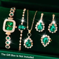 Rhinestone Quartz Watch and Jewelry Set for Women