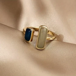 A delicate and high end ladies elegant open ring Simple two tone gemstone ring jewelry