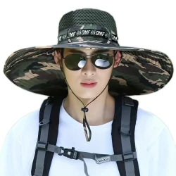 1pc Men's Summer Big Brim UV Protection Sunscreen Bucket Hat