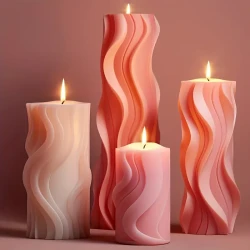 4pcs/set Wave Cylindrical Candle Silicone Mold With Irregular Geometric Shape Twisted Stripes Cylindrical Candle Mold