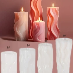 4pcs/set Wave Cylindrical Candle Silicone Mold With Irregular Geometric Shape Twisted Stripes Cylindrical Candle Mold