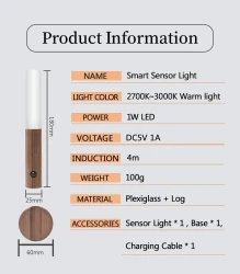 Magnetic Wood Wireless Night Light Corridors