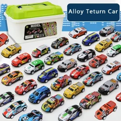 Alloy Racing Car Set - 30 Pull Back Cars in Treasure Edition Storage Bucket