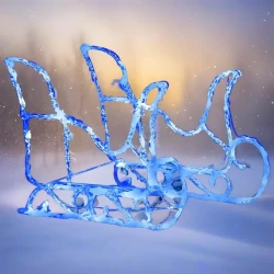 Illuminated Acrylic Reindeer and Sleigh Christmas Decoration