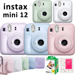 Original Fujifilm Instax Mini 12 Camera Pink / Blue / Mint / White / Purple +20 Sheets Instax Mini Film + Album + PU Leather Bag