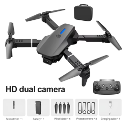 Toy drone E88 remote control small aircraft dual camera HD quadcopter can be connected to mobile APP foldable bag