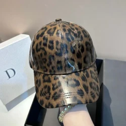 Luxury Animal Print PU Leather Baseball Cap