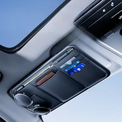 Black Faux Leather Car Sun Visor Organizer