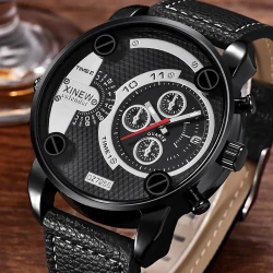 Mens Big Cheap Watches Fashion Leather Date Gifts Wristwatch