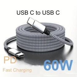 C-To-C 60W USB Cable - 6ft Fast Charge Cable for iPhone 15 Plus Pro Max, Android Phones, Laptops