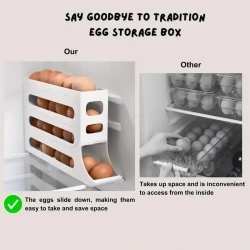 Automatic Rolling Egg Rack - Space-Saving Kitchen Egg Organizer and Dispenser