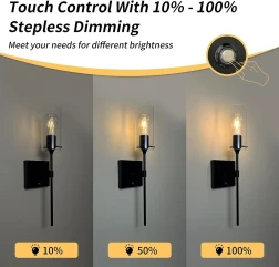 Dimmable Rechargeable Living Room Wall Light Without Wiring