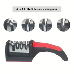 4-Stage Professional Knife Sharpener – Diamond and Ceramic Rods, Safe Design