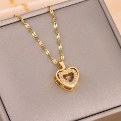 Double-layer Smart Love Pendant Titanium Steel Necklace Fashion Jewelry