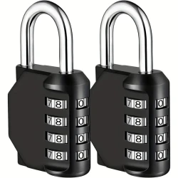 2 Pack 4 Digit Combination Padlock - Waterproof Zinc Alloy Resettable Lock