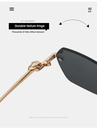 Frameless Trimming Leopard Sunglasses For Men And Women