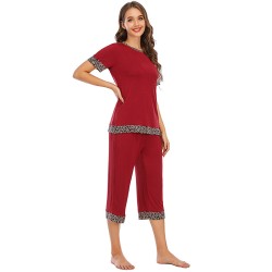 Contrast Color Comfort And Casual Breathable Pajamas Suit