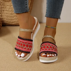 New Color-blocked Wave-patterned Sandals For Women