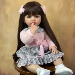 55cm 22 Lifelike Reborn Baby Doll - Soft Silicone Body, Long Hair Princess, Perfect Birthday Gift For Toddlers!, Christmas/Halloween Gifts Halloween/Thanksgiving Day/Christmas gift Easter Gift