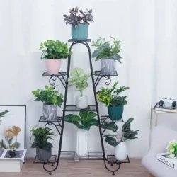 9-Tier Metal Plant Stand - Multi-Layer Flower Pot Holder for Indoor & Outdoor Use