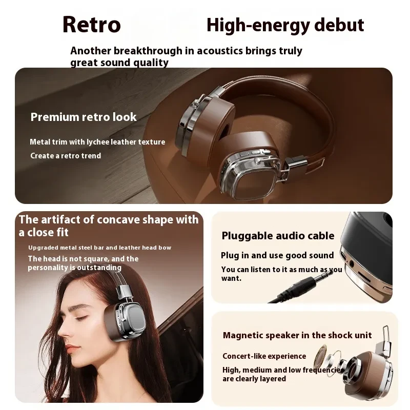 Retro Wireless Bluetooth 5.3 Head-mounted Headset