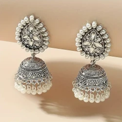 Elegance in Bloom: Dual-Toned Jhumka Earrings