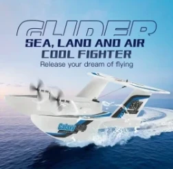 RC Amphibious Aircraft 2.4GHz 3-Channel Foam Drone With Gyroscope, RTF For Takeoff From Land And Water, Includes 2 Batteries - Suitable For 14+