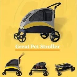 4 Wheels Pet Travel Stroller - Foldable Dog & Cat Pushchair