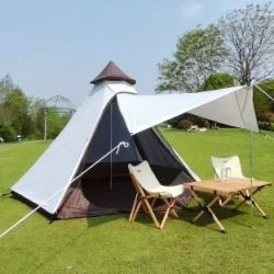 White Camping Tipi Tent - Outdoor Shelter for Camping