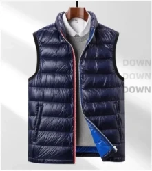 middle-aged men's goose down vest, warm men's vest, thickening stand collar vest, all-matching men's winter vest, men's fashion vest, goose down insulated vest, winter outerwear for men, windproof men's vest, water-resistant vest, middle-aged fashion, war