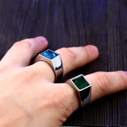 Fashion Stainless Steel Inlaid Jewel Simple Ring