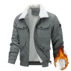 Men's Youth Lapel Jacket Fleece-lined