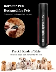 Createdog Pet Hair Vacuum Groomer - USB Rechargeable, Low Noise Dog & Cat Fur Trimmer with Suction Function for Short to Thick Coats