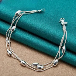 Triple Strand Silver Bead Bracelet