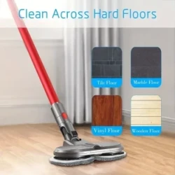 Electric Double Mop Attachment For Dyson V7 V8 V10 V11 V15 Vacuum Cleaners, Dual Spin Mop Head With 6 Washable Pads And Water Tank