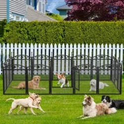 8 Panels Heavy Duty Dog Playpen Pen Pet Whelping Playpen Cage With Waterproof Fertility Mat Or Outdoor Garden Puppy Play Exercise Metal Fence