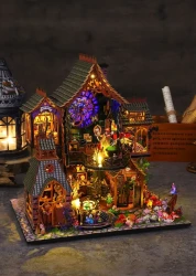 DIY Magic Cottage Kit - Illuminated 3D Wooden Puzzle Model With LED Lights And Detailed Furniture For Creative Adults And Teens - Perfect For Home Decor And Gifts Halloween, Christmas Gift